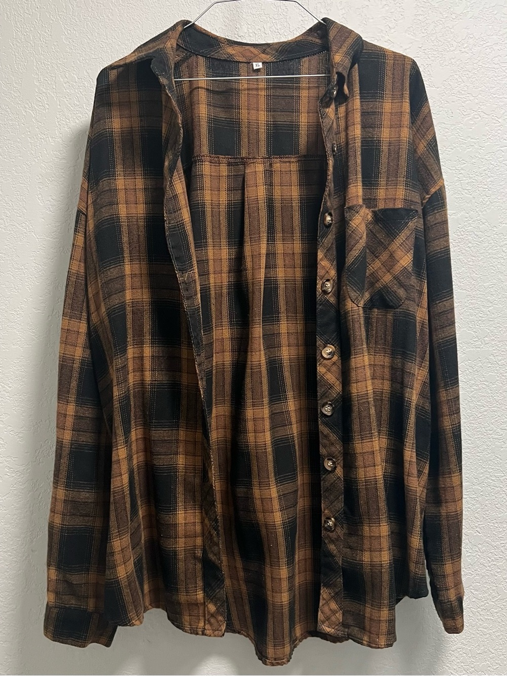 Brown and Black Plaid Button-Down Flannel